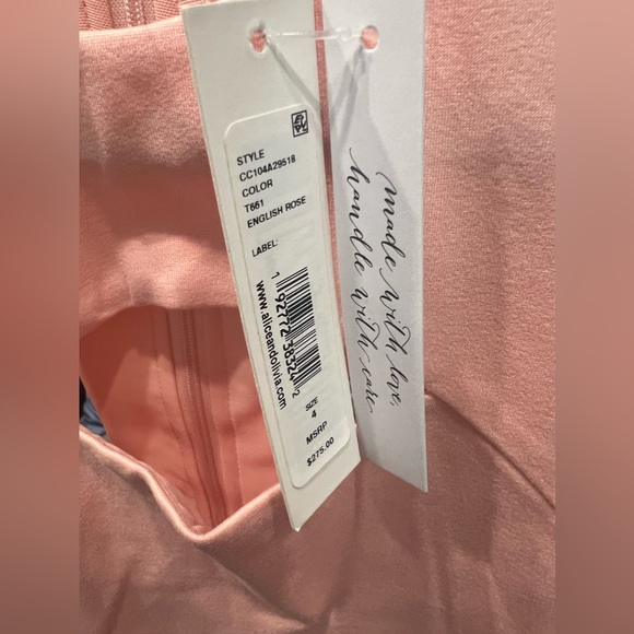 NWT- Alice + Olivia- Gara Cutout Mini Dress in English Rose- Size 4 - Picture 3 of 7